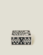 Floral Inlay Resin Trinket Box Navy, , large