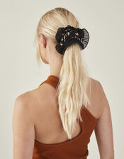 Oversized Leopard Print Hair Scrunchie, , large