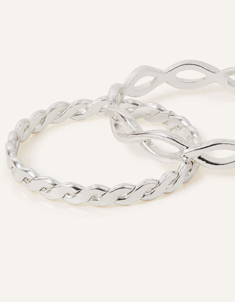 Crossover Band Rings Set of Two, Silver (SILVER), large