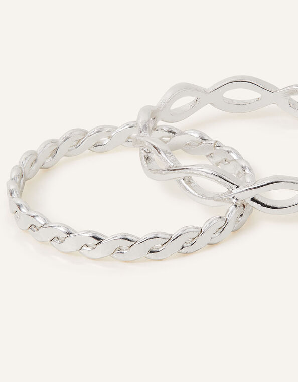 Crossover Band Rings Set of Two, Silver (SILVER), large