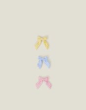 3-Pack Girls Gingham Bow Hair Clips, , large