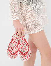 Cherry Print Flip Flops, Pink (PINK), large