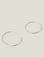 Sterling Silver-Plated Hoop Earrings, , large