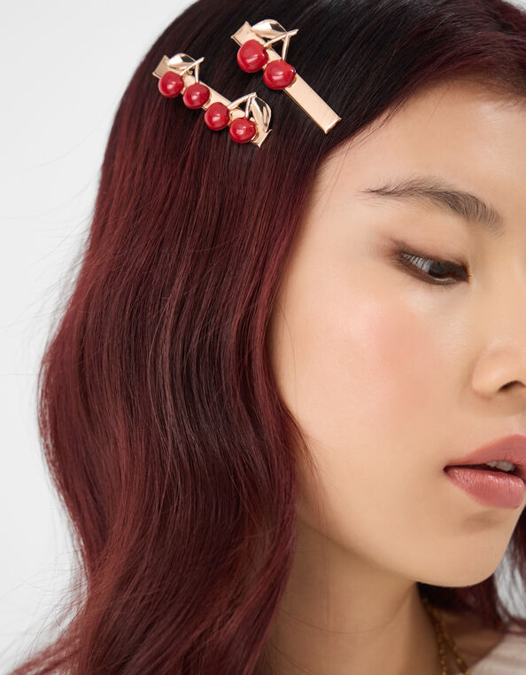 2-Pack Cherry Salon Hair Clips, , large