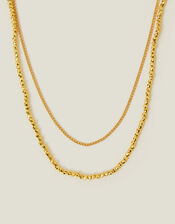 14ct Gold-Plated Layered Bead Chain Necklace, , large