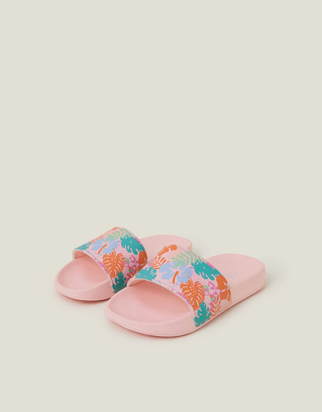 Girls Tropical Print Sliders, Multi (BRIGHTS MULTI), large