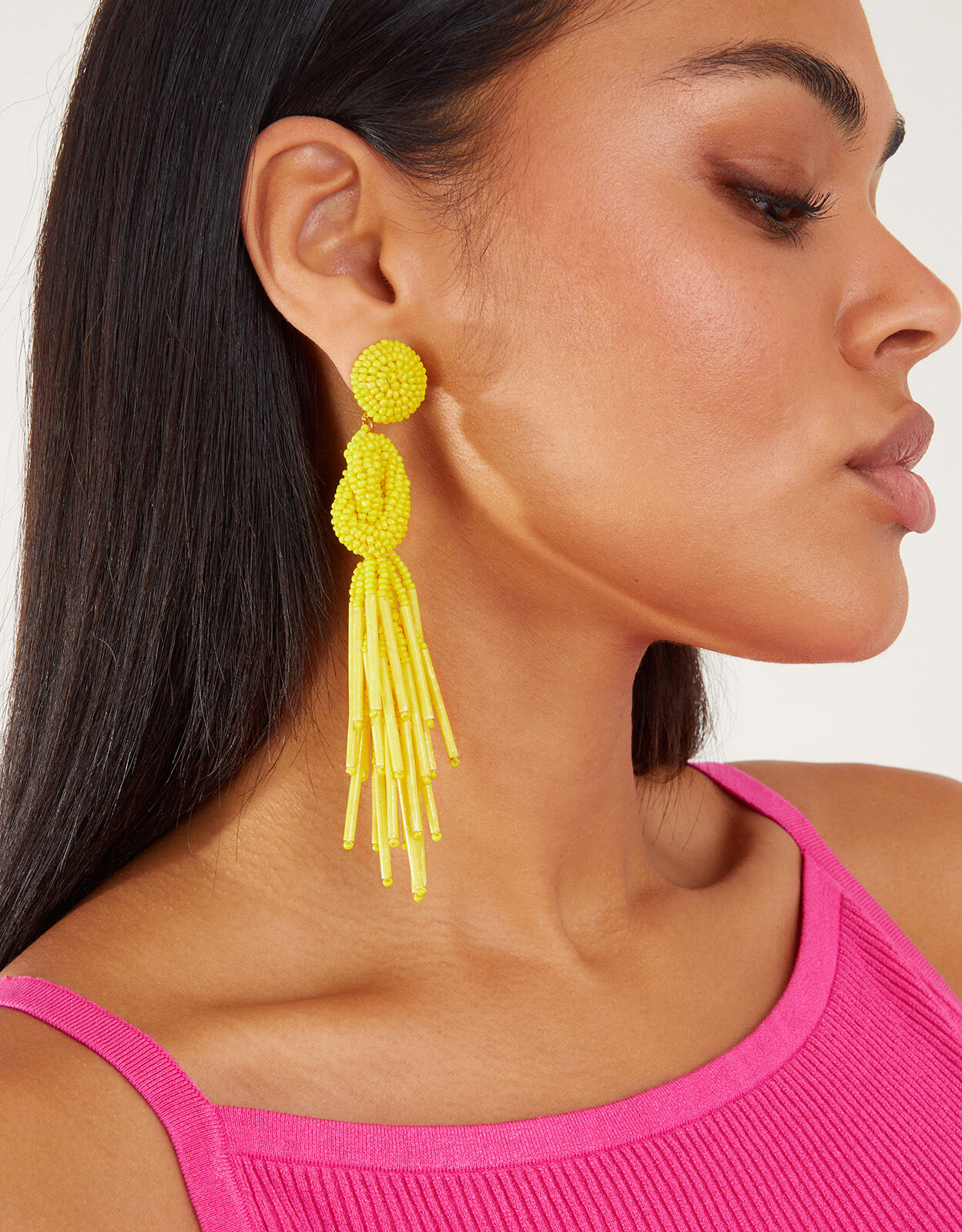 Beaded tassel earrings on sale