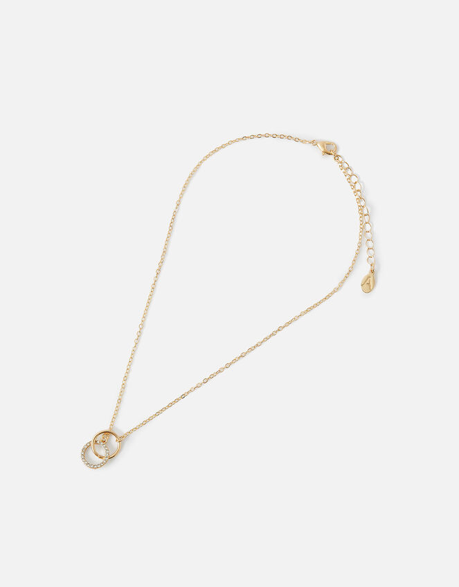 Linked Circle Pendant Necklace, Gold (GOLD), large