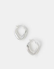 Sterling Silver-Plated Oval Hoop Earrings, , large