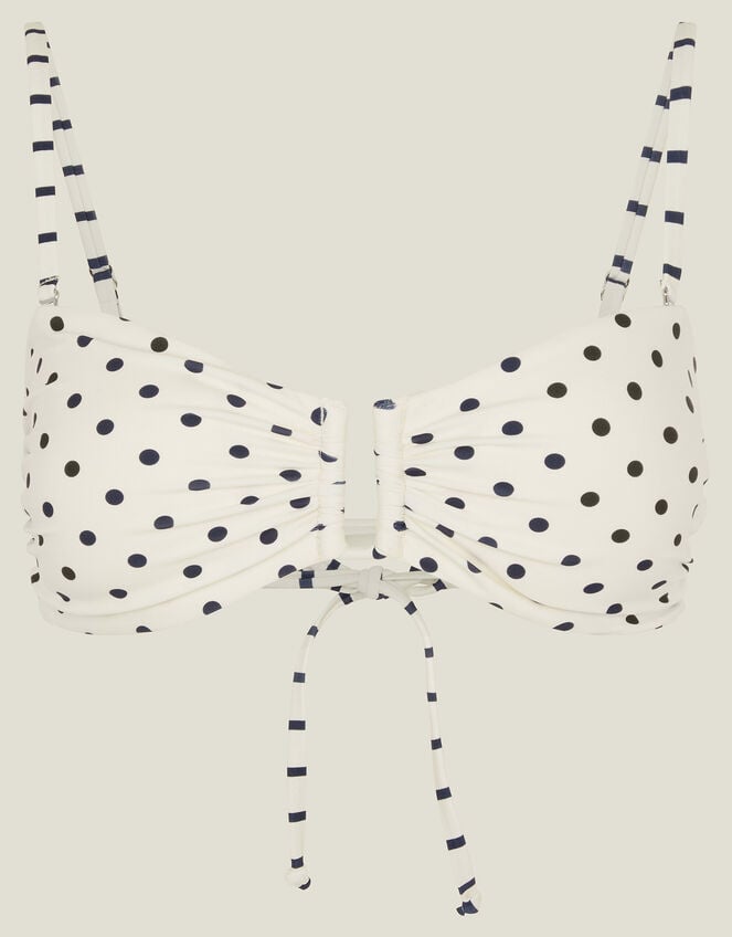 Polka Dot Bandeau Bikini Top, Ivory (IVORY), large