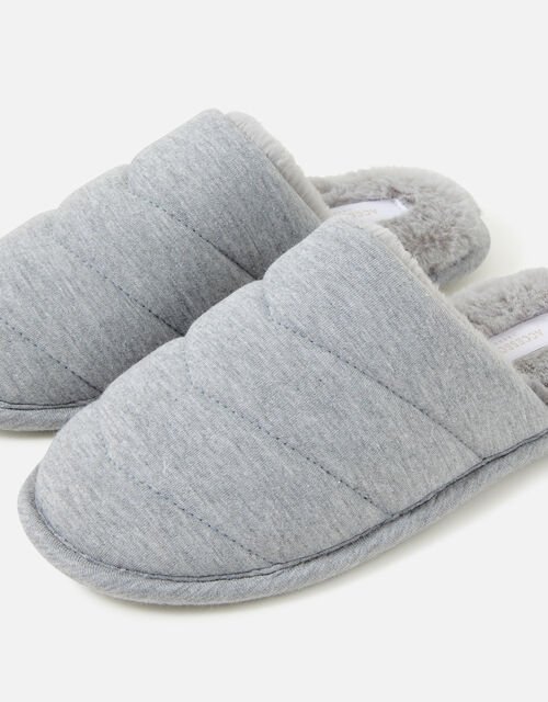 Chevron Quilted Slippers, Grey (GREY), large