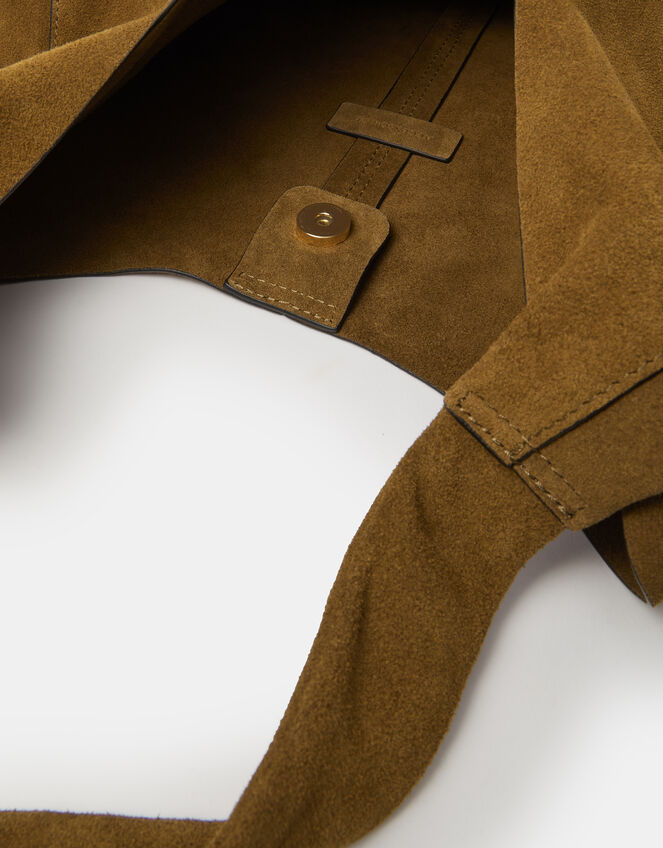 Slouchy Knot Leather Shoulder Bag, Tan (TAN), large