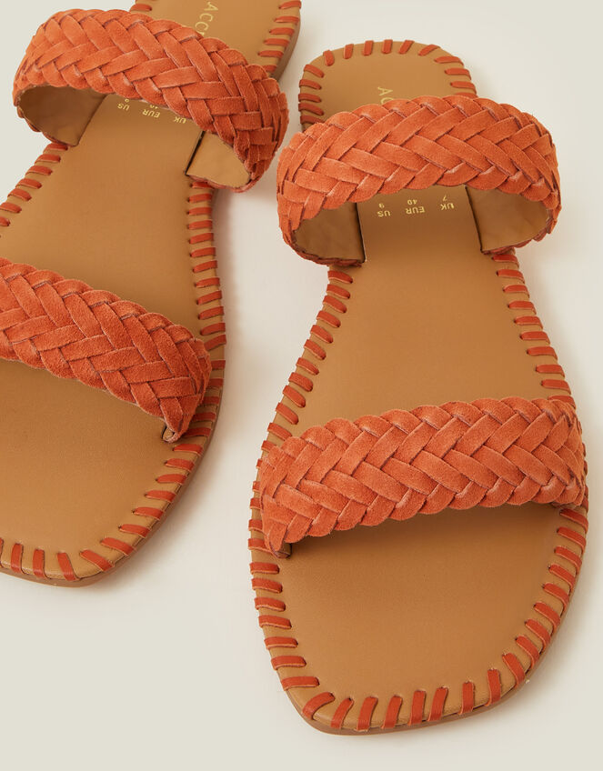 Suede Double Strap Sliders, Orange (ORANGE), large