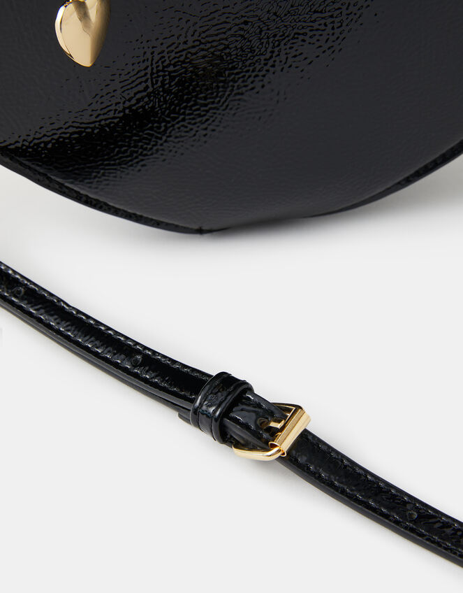 Patent Heart Crossbody Handbag , Black (BLACK), large