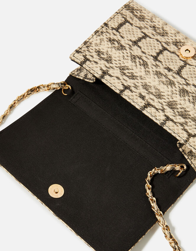 Faux Reptile Chain Snaffle Bag, Multi (DARKS-MULTI), large