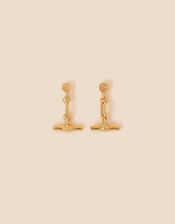Gold-Plated Modern Heirloom T-Bar Earrings, , large