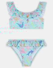 Girls Sparkle Sealife Frill Bikini Set, Multi (PASTEL MULTI), large