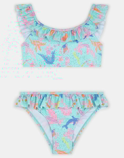 Girls Sparkle Sealife Frill Bikini Set, Multi (PASTEL MULTI), large