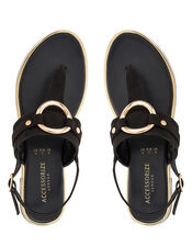 Ring Detail Sandals, Black (BLACK), large