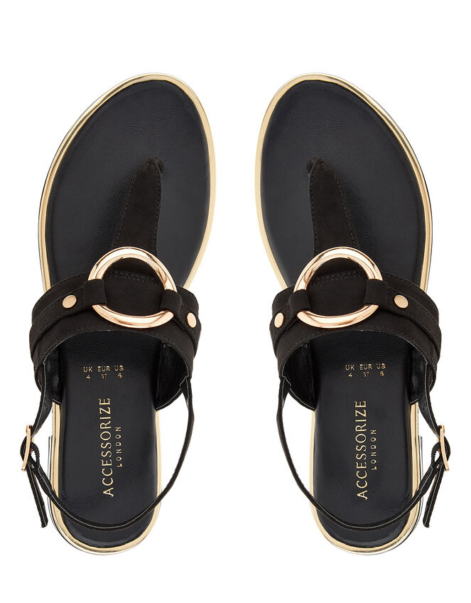 Ring Detail Sandals, Black (BLACK), large