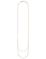 Gold-Plated Layered Chain Gem Rope Necklace, , large