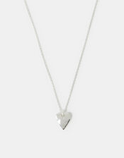 Sterling Silver-Plated Molten Heart Pendant Necklace, , large