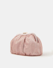 Sequin Clip Frame Clutch Bag, Pink (PALE PINK), large