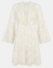Lace Beach Cover Up Dress, White (WHITE), large