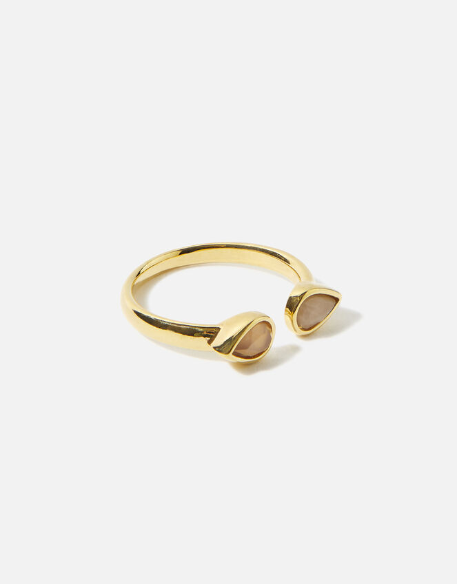 14ct Gold-Plated Rose Quartz Ring, Pink (PINK), large