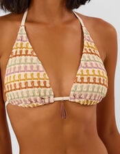 Crochet Tassel Triangle Bikini Top, Multi (MULTI), large