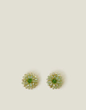 Beaded Flower Stud Earrings, , large