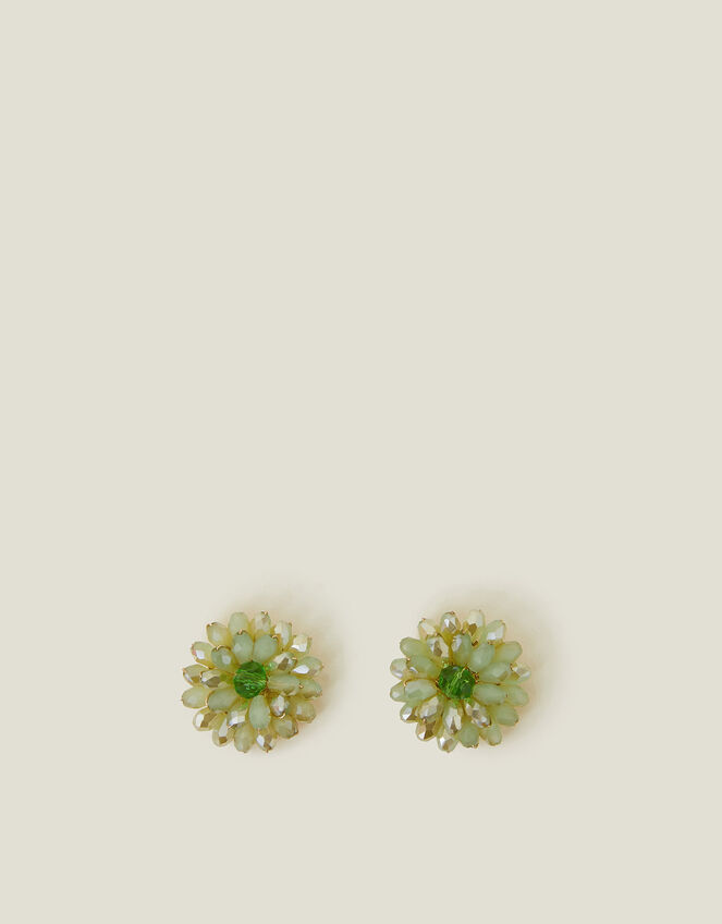 Beaded Flower Stud Earrings, , large