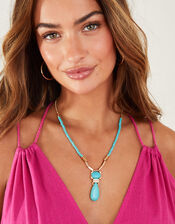 Semi-Precious Turquoise Beaded Pendant Necklace, , large