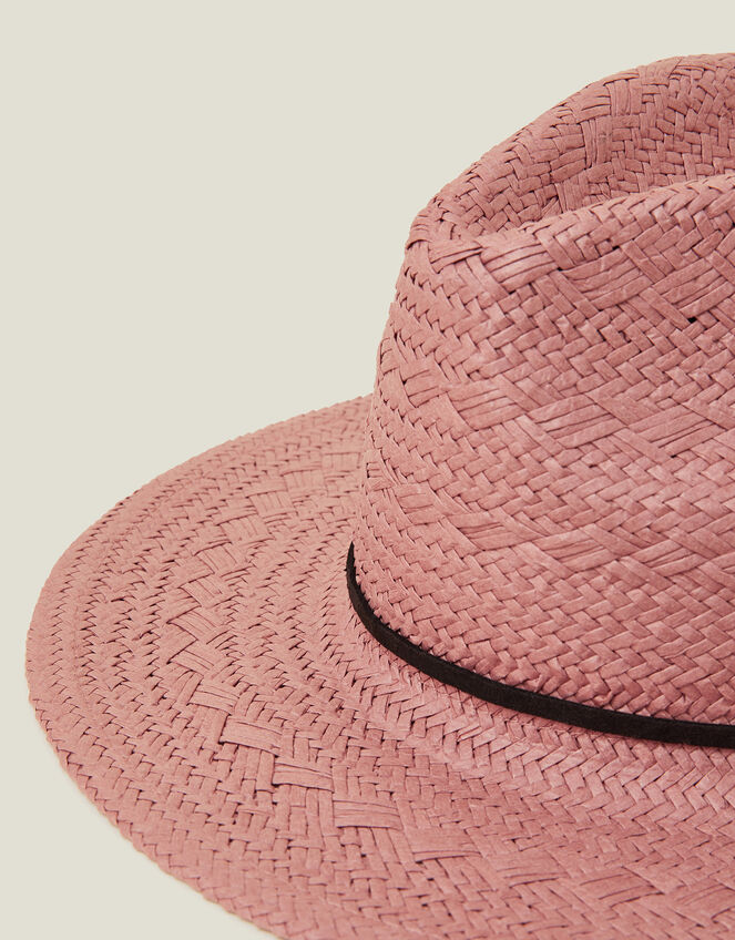Straw Fedora Hat Pink, , large