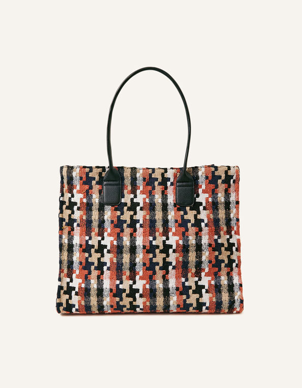 Dogtooth Textile Shopper Bag, , large