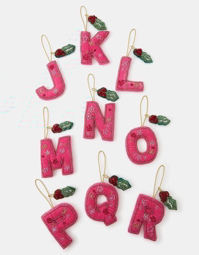 Embellished Initial Christmas Tree Decoration, Pink (PINK), large