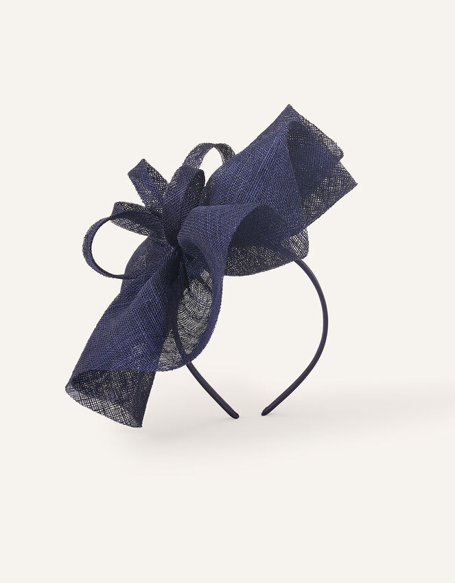 Jasmine Gathered Disc Sinamay Band Fascinator, Blue (NAVY), large