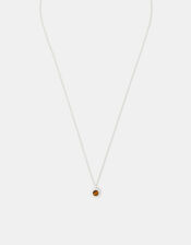 Sterling Silver Healing Stone Pendant Necklace, Brown (BROWN), large
