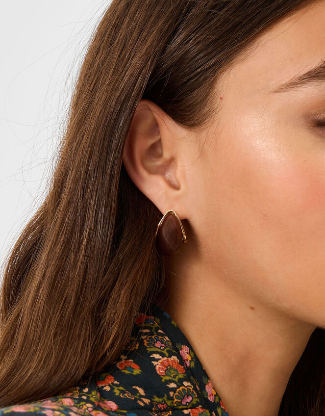 Resin Curve Teardrop Earrings, , large