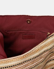 Stripe Beaded Charm Shoulder Bag, , large