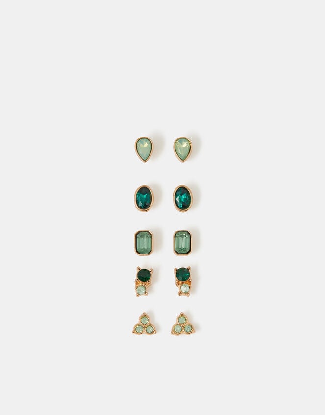 5-Pack Gemstone Stud Earrings, , large