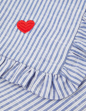 Embroidered Heart Stripe Cushion Cover, , large