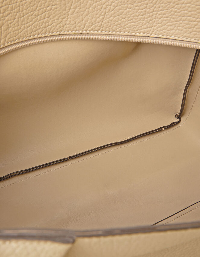 Faux Leather Pleated Shoulder Bag, Mink (MINK), large