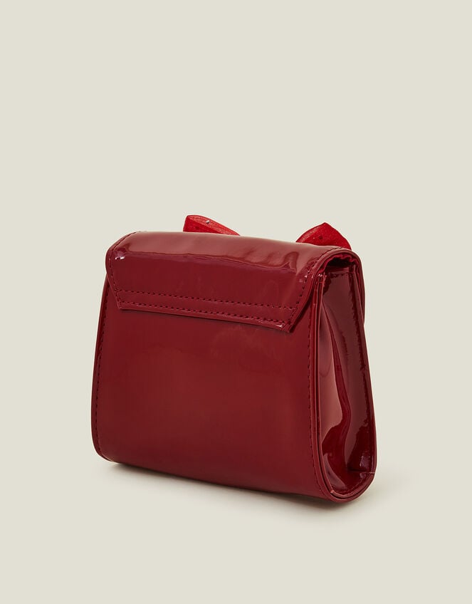 Girls Patent Diamante Bow Bag, Red (RED), large