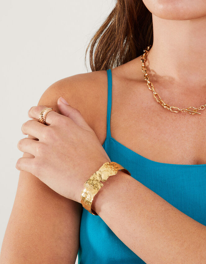 14ct Gold-Plated Molten Arm Cuff, , large