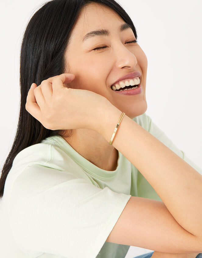 Gold-Plated Chain Cuff Bracelet, , large