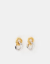 Stainless Steel Mixed Metal Chain Drop Earrings, , large