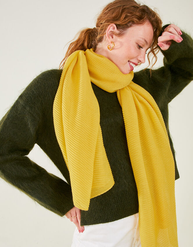 Lightweight Pleat Scarf, Yellow (YELLOW), large