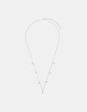 Sterling Silver Stone Station Necklace, , large