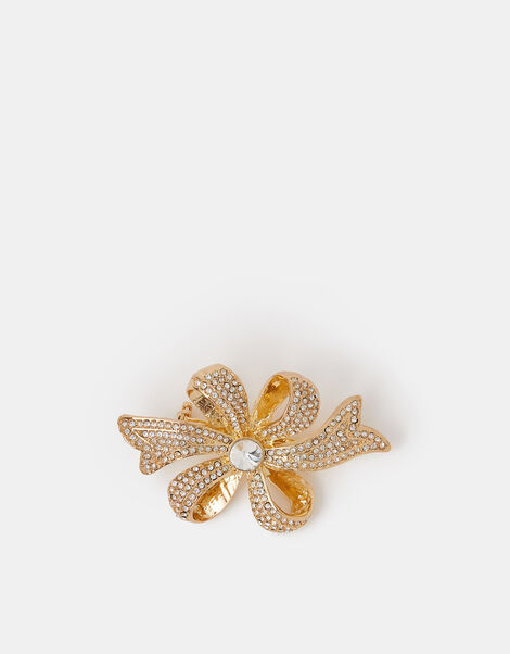 Diamanté Bow Brooch , , large